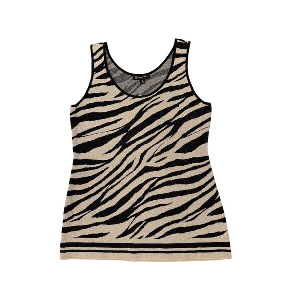INC Women's Zebra-Print Sweater Tank Top Multicolor Size M gold sparkle holiday - Picture 1 of 8